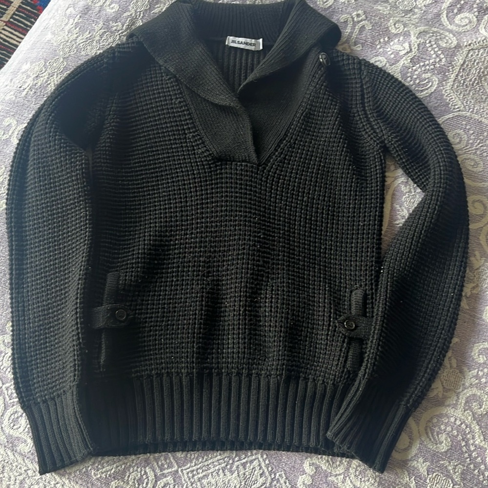 Jil sander black cowl neck sweater size 6